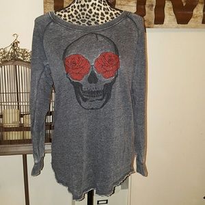 Distressed Rose Skull Sweater